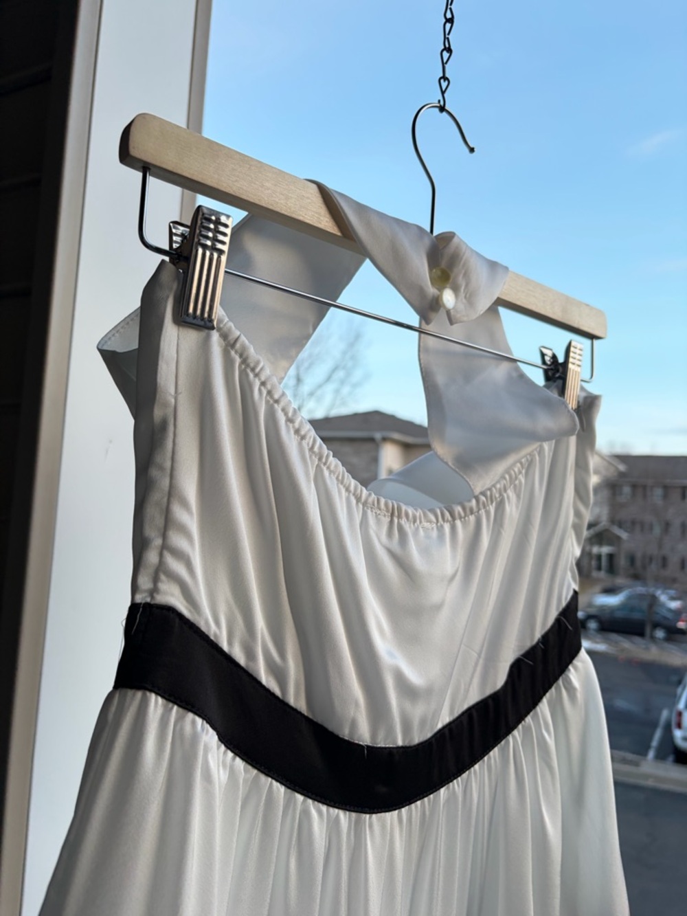 🆕🥥 Ipponelli White & Black Tiered Maxi Dress Pearl Button Elegant Flowy Size S - Picture 12 of 17